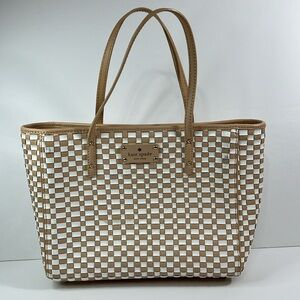 Kate Spade Woven Leather Handbag with Green interior